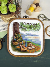 Kit de punto de cruz MP Studia SNV-957 Tourist Stop – Parada del Turista 16x16 cm