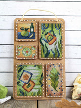 Cross Stitch Kit on Wooden Base "Summer Collage" MP Studia SO-125 – Summer Decoration 26×17 cm