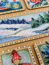 Kit de Punto de Cruz sobre Base de Madera “Winter Collage” MP Studia SO-124 – Decoración Invernal 26×17 cm