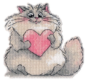 Kit de punto de cruz imán Oven Gatito 1712 sobre canvas plástica de 14 ct con diseño de gato