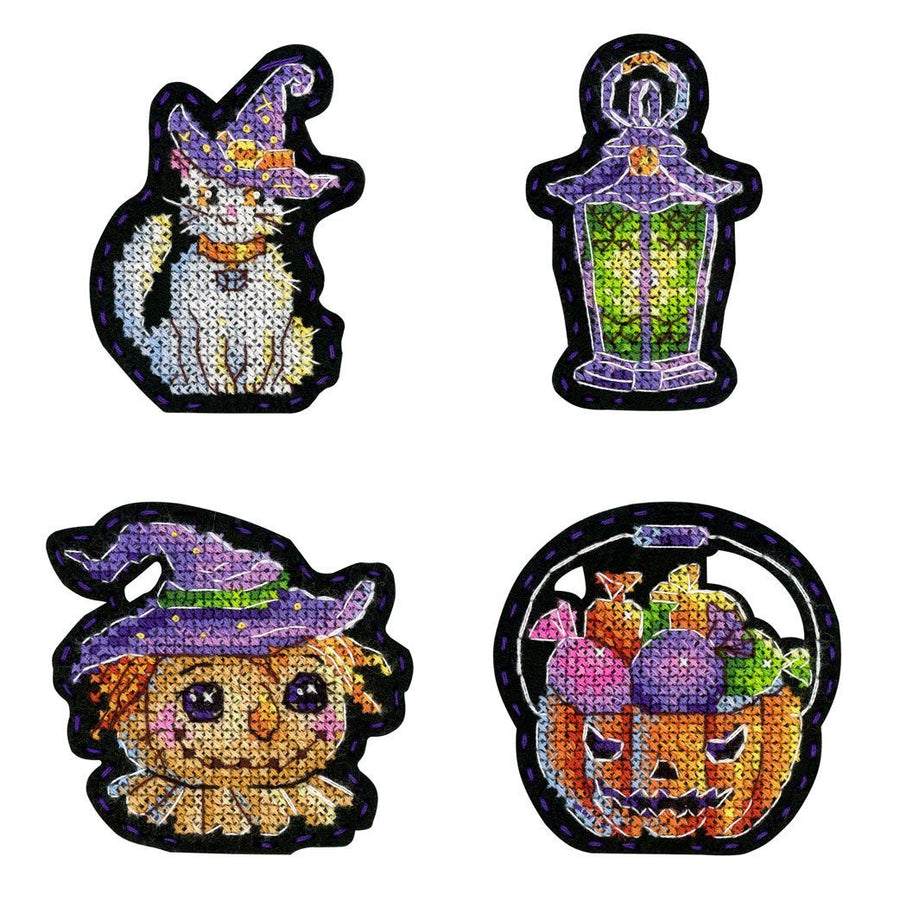 Kit de punto de cruz MP Studia ST-1082 – Adornos de Halloween 7x7 cm