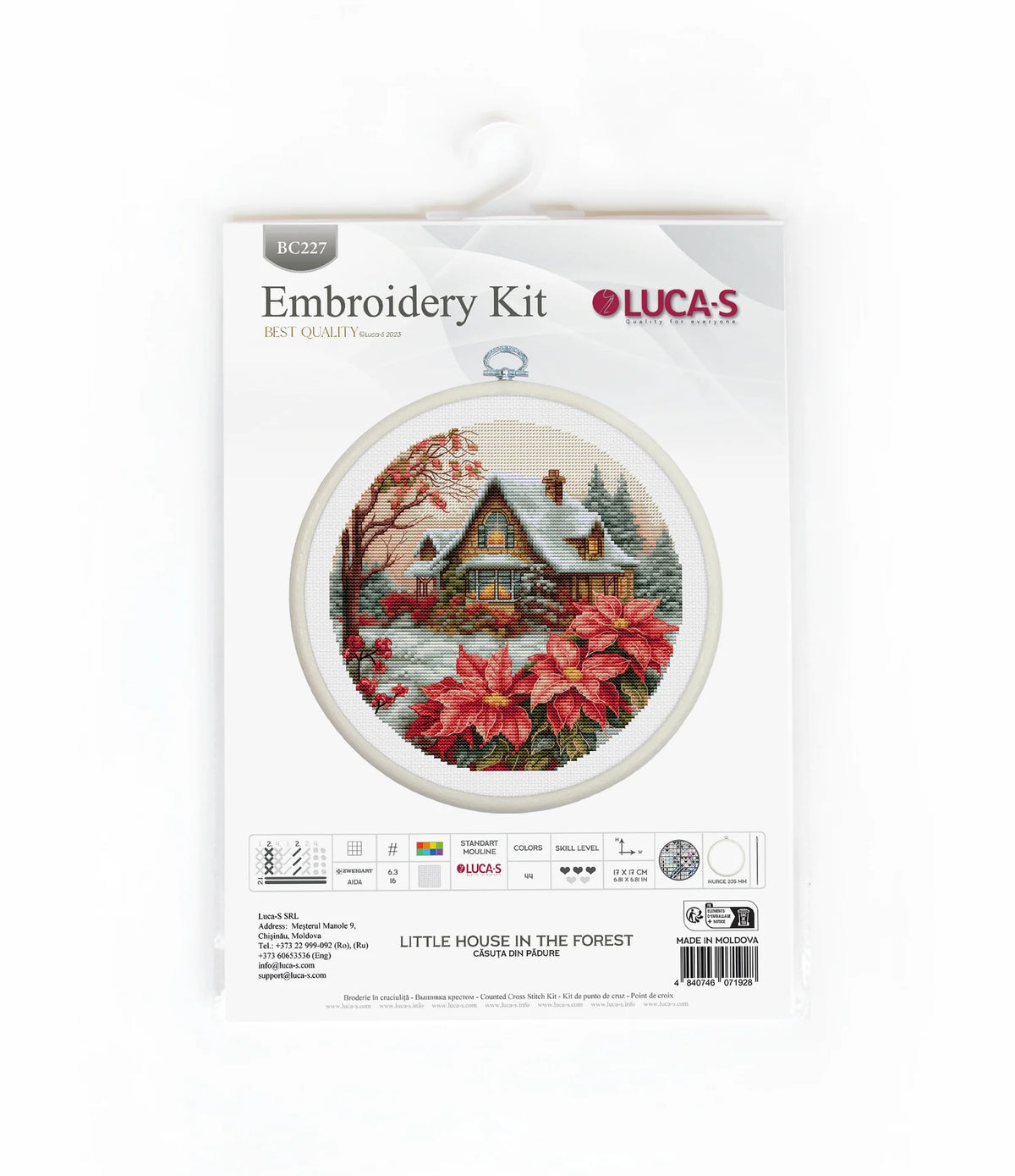 Packaging del kit de punto de cruz Luca-S Little House in the Forest BC227