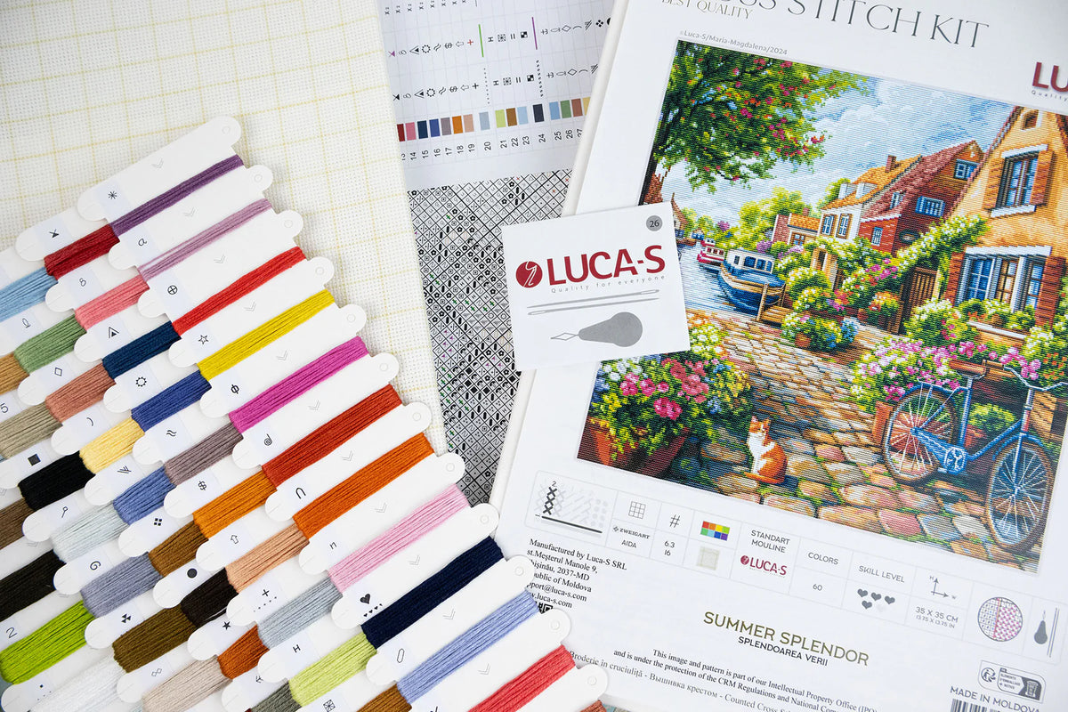 Hilos organizados del kit de punto de cruz Luca-S Summer Splendor BU5078 listos para bordar