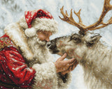 Kit de punto de cruz Luca-S The Warmth of Friendship B709 con escena navideña de Santa Claus y reno