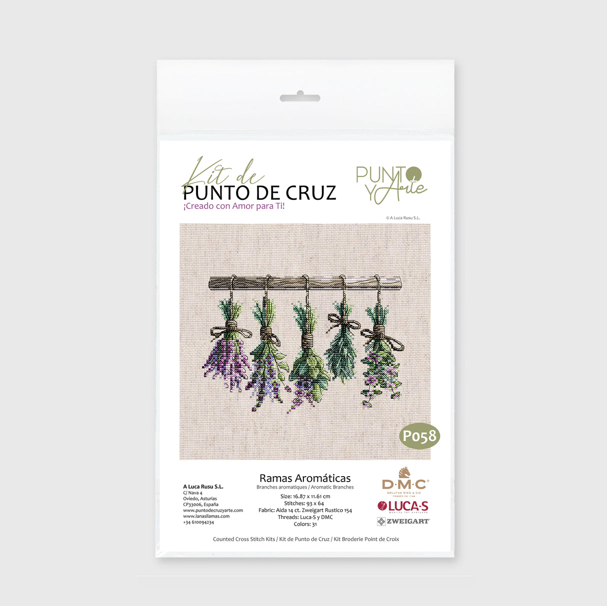Kit de Punto de Cruz - P058 Punto y Arte - Ramas Aromáticas
