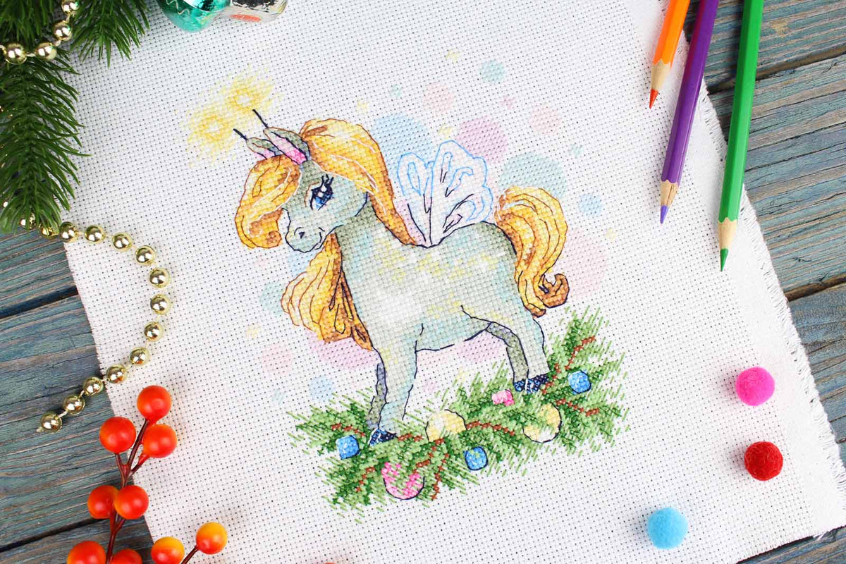 Vista adicional de Kit de punto de cruz MP Studia SM-1251 – Festive Horse 18x15 cm