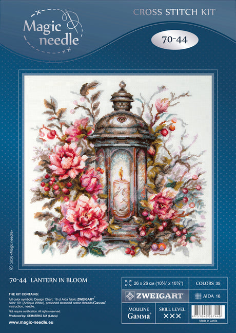 Portada del kit Magic Needle 70-44 Lantern in Bloom para punto de cruz
