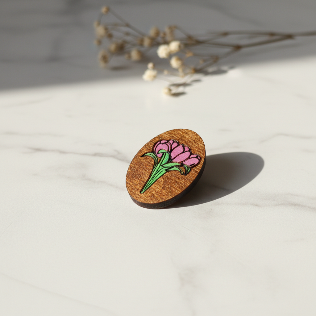 Needleminder KF059/204P “Pink Flowers” ​​Needle Magnet – Kind Fox by Wizardi