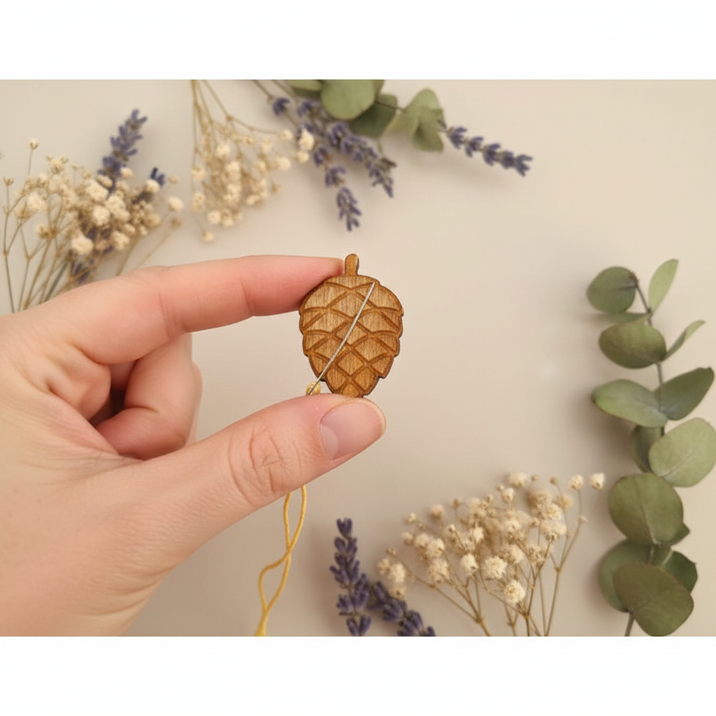 Needleminder Wizardi KF059/66P Needle Magnet – Wooden Pine Cone