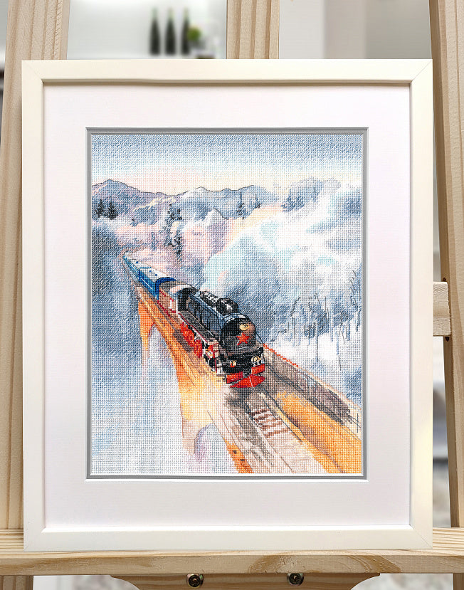 Kit de punto de cruz Oven S1692 – Retro Train 22x30 cm