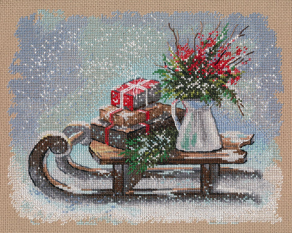 Kit de punto de cruz Oven S1603 – Christmas Sleigh 25x20 cm