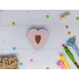 Wooden Needle Holder with Pink Heart - Wizardi KF056/100P