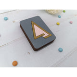 Wooden Needle Case with Pink Triangle KF056/106