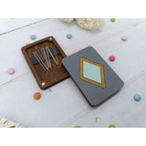 Wooden Needle Case with Turquoise Rhombus KF056/107
