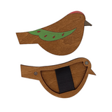 Wooden Needle Case with Green Bird Design - Wizardi KF056/110-2