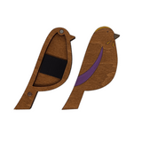 Wooden Needle Case with Purple Bird Motif - Wizardi