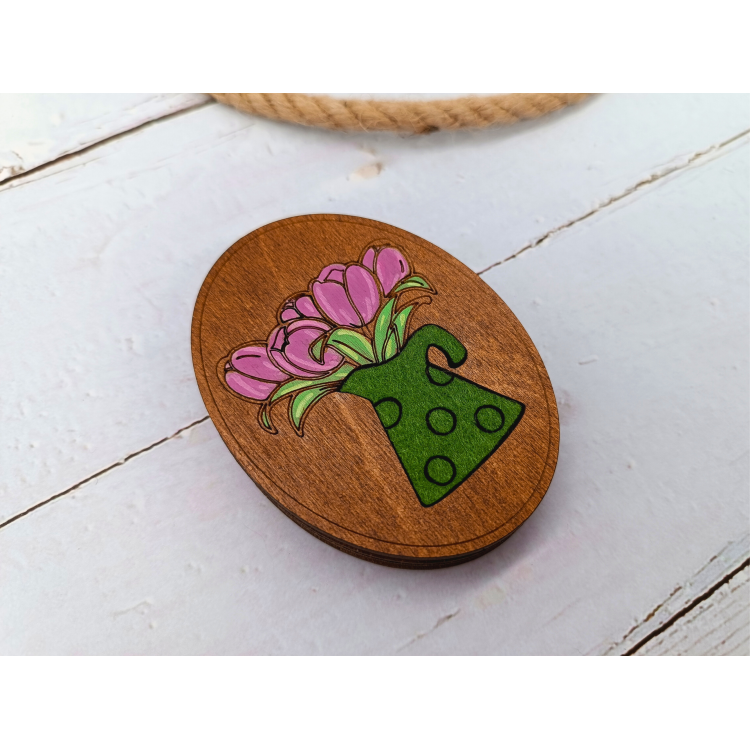 Estuche de agujas de madera KF056/120P “Tulipanes Rosa” – Kind Fox by Wizardi