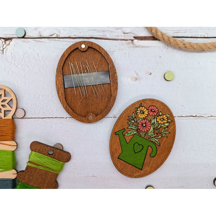 Estuche de agujas de madera KF056/121P “Flores multicolor” – Kind Fox by Wizardi