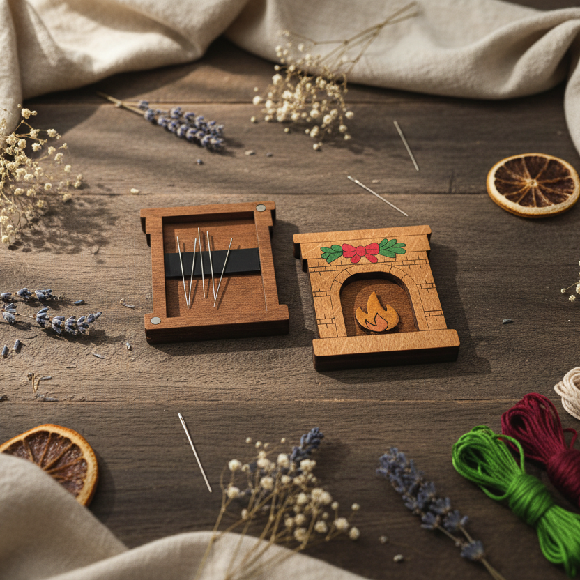 Wizardi KF056/125 Wooden Needle Case – Decorative Fireplace