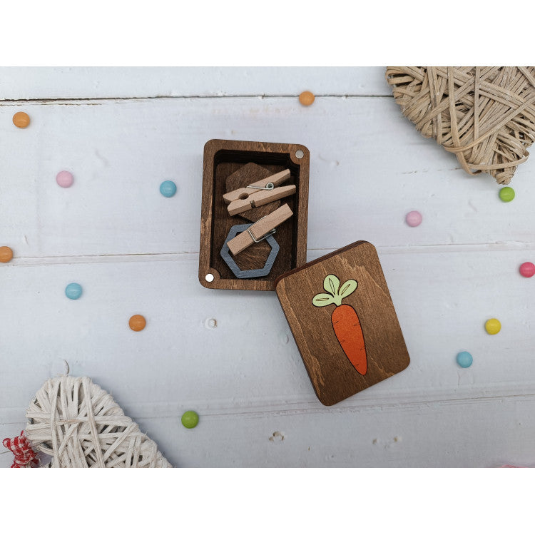 Boîte de rangement en bois avec motif carotte KF057/32