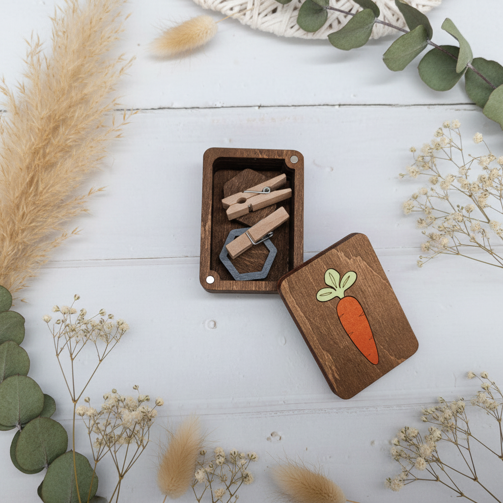 Wooden Organizer Box with Carrot Design KF057/32