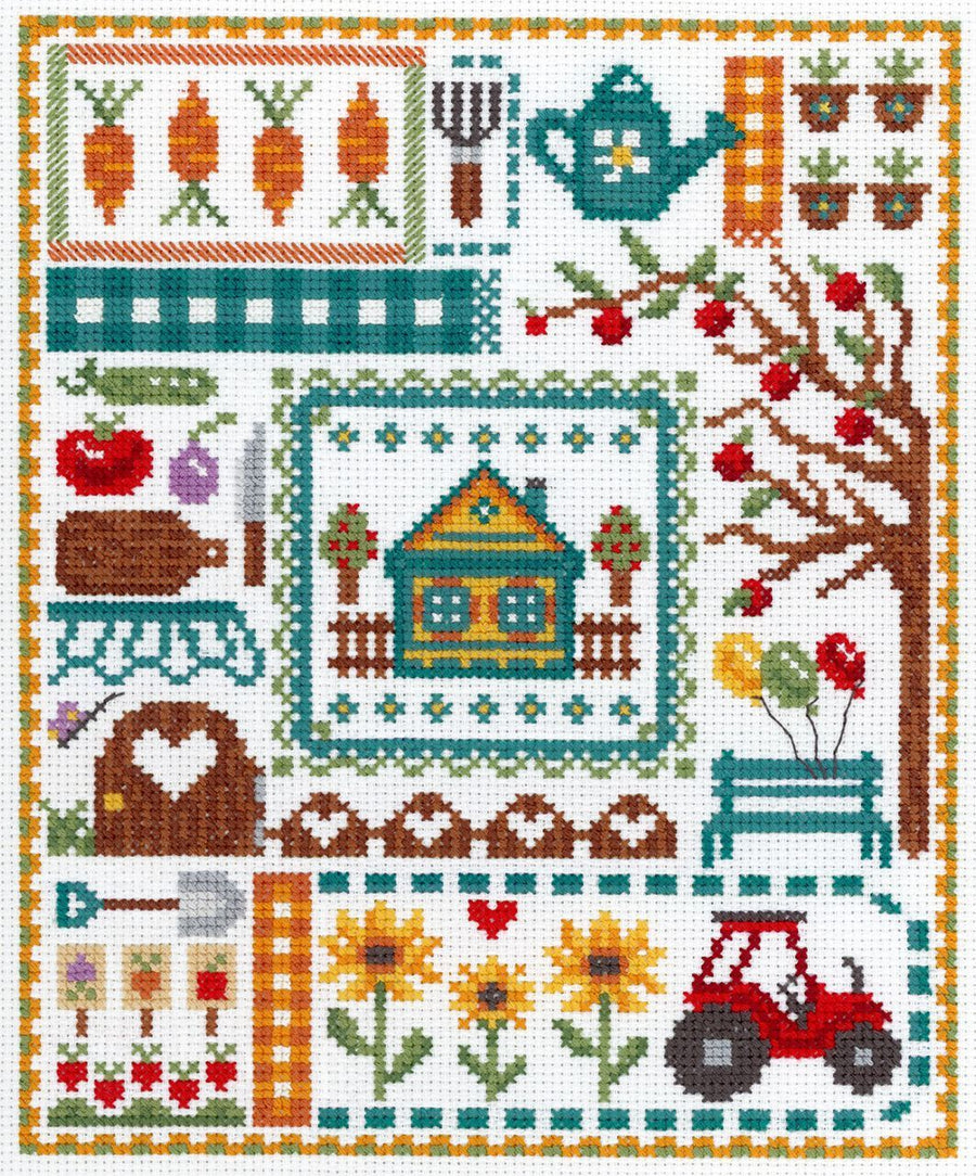 Kit de punto de cruz MP Studia SNV-846 – Sampler. En Mi Casa de Campo Favorita 20x16 cm