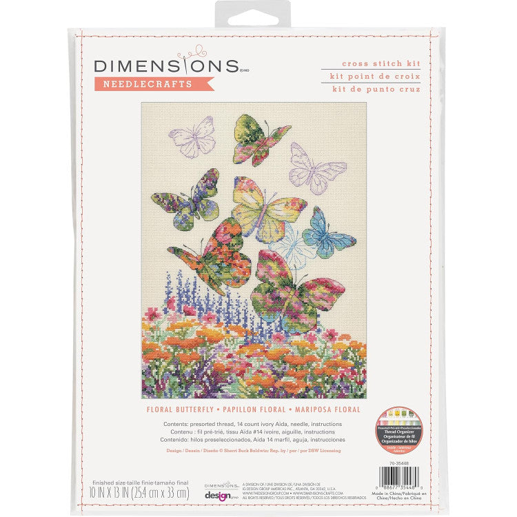 Kit de Punto de Cruz Dimensions - Floral Butterfly (70-35448)