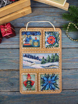 Kit de Punto de Cruz sobre Base de Madera “Winter Collage” MP Studia SO-124 – Decoración Invernal 26×17 cm