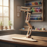 Soporte de bordado Nurge 190-14 en uso con bastidor, permite bordar con ambas manos