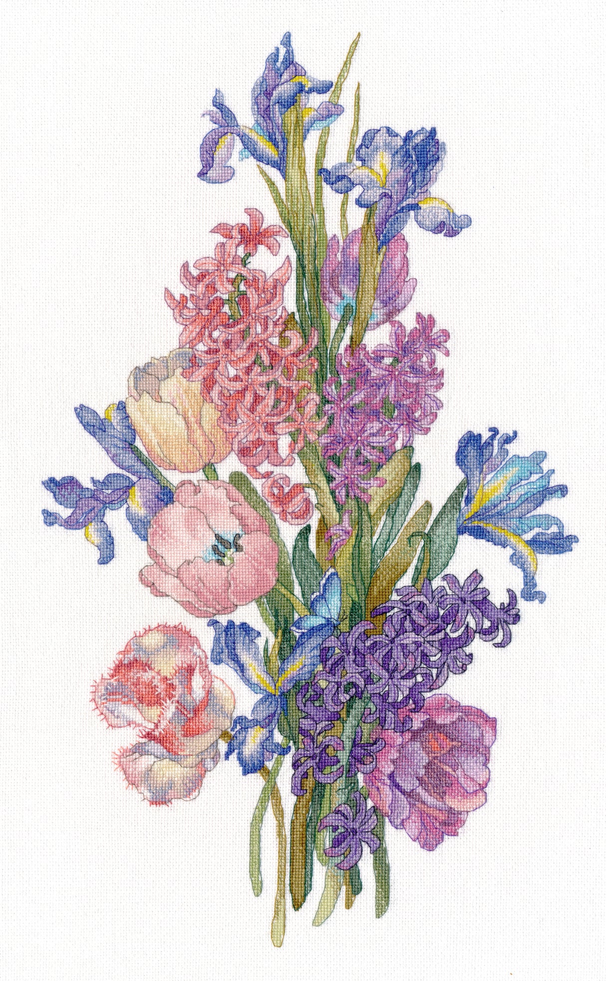 Kit de Punto de Cruz “Hyacinths” Oven 1719 – Flores elegantes 26x44 cm Aida 18 ct