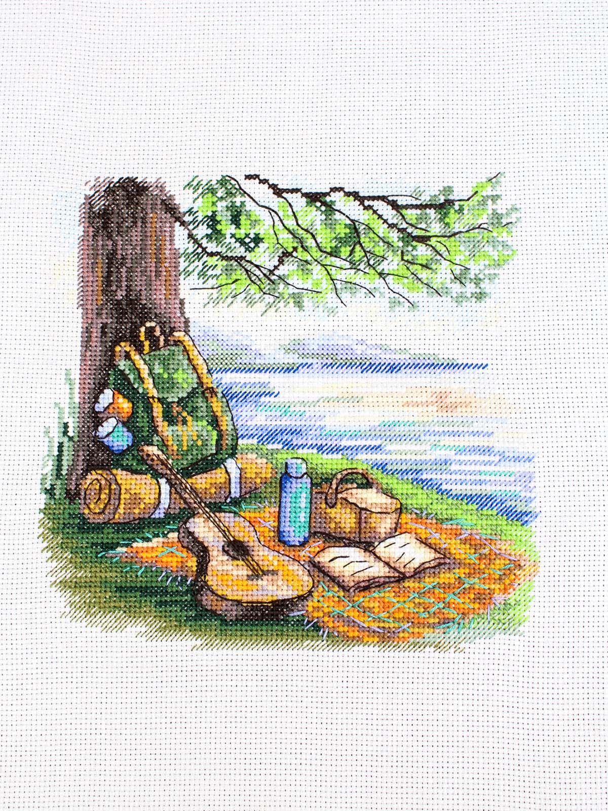 Kit de punto de cruz MP Studia SNV-957 Tourist Stop – Parada del Turista 16x16 cm