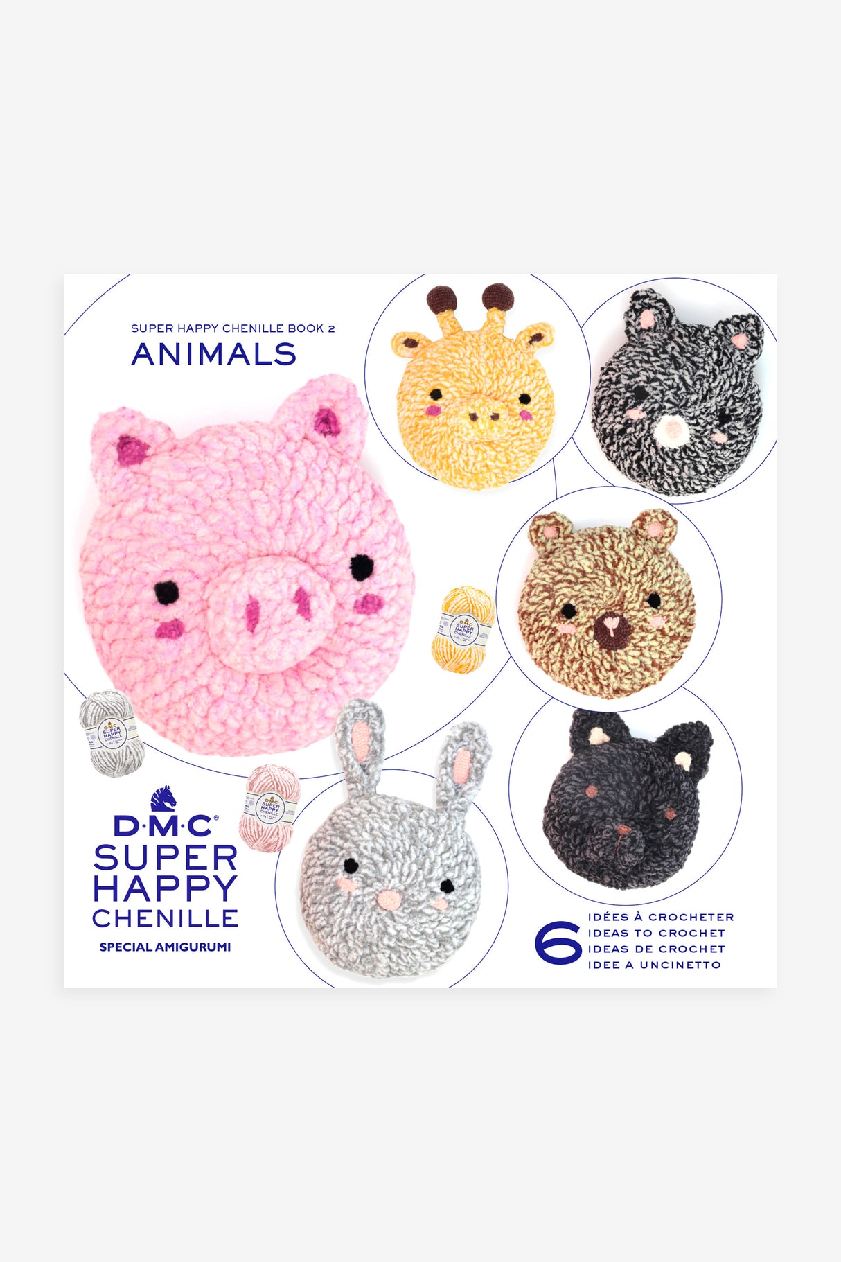 Crochet Book 'My Animal Friends' with Super Happy Chenille DMC - 6 Cushion Models