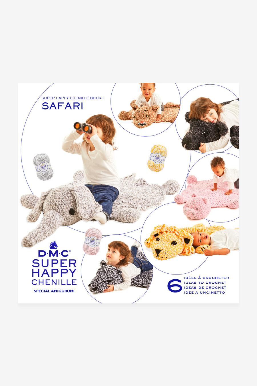 Libro DMC Super Happy Chenille: 6 Proyectos de Crochet Temática Safari