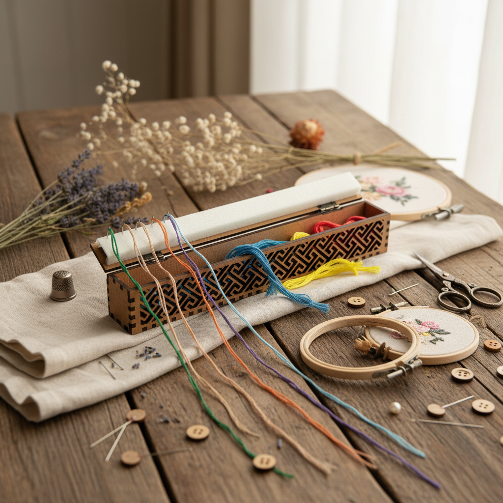 Organisateur d'aiguilles sur base en bois, NOYER avec 60 trous OG-004