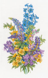Kit de Punto de Cruz “Lupines” Oven 1728 – Flores lupinos 27x44 cm Aida 18 ct