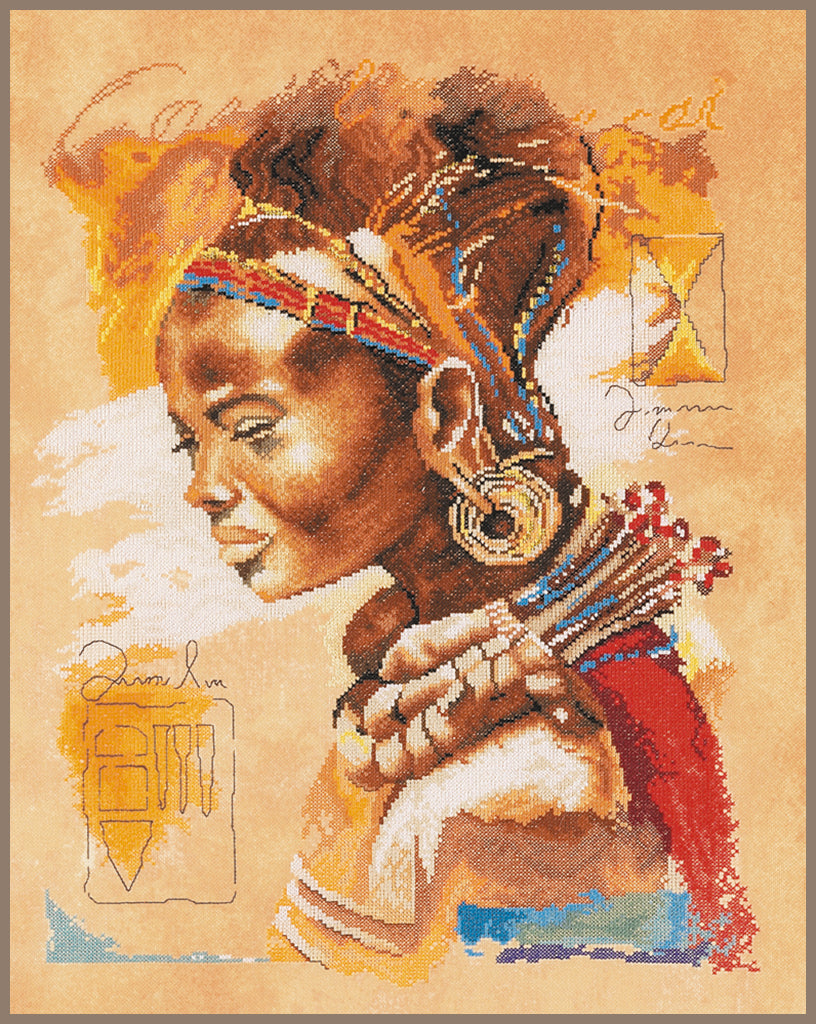 Femme Africaine - Lanarte - Kit de point de croix PN-0008009