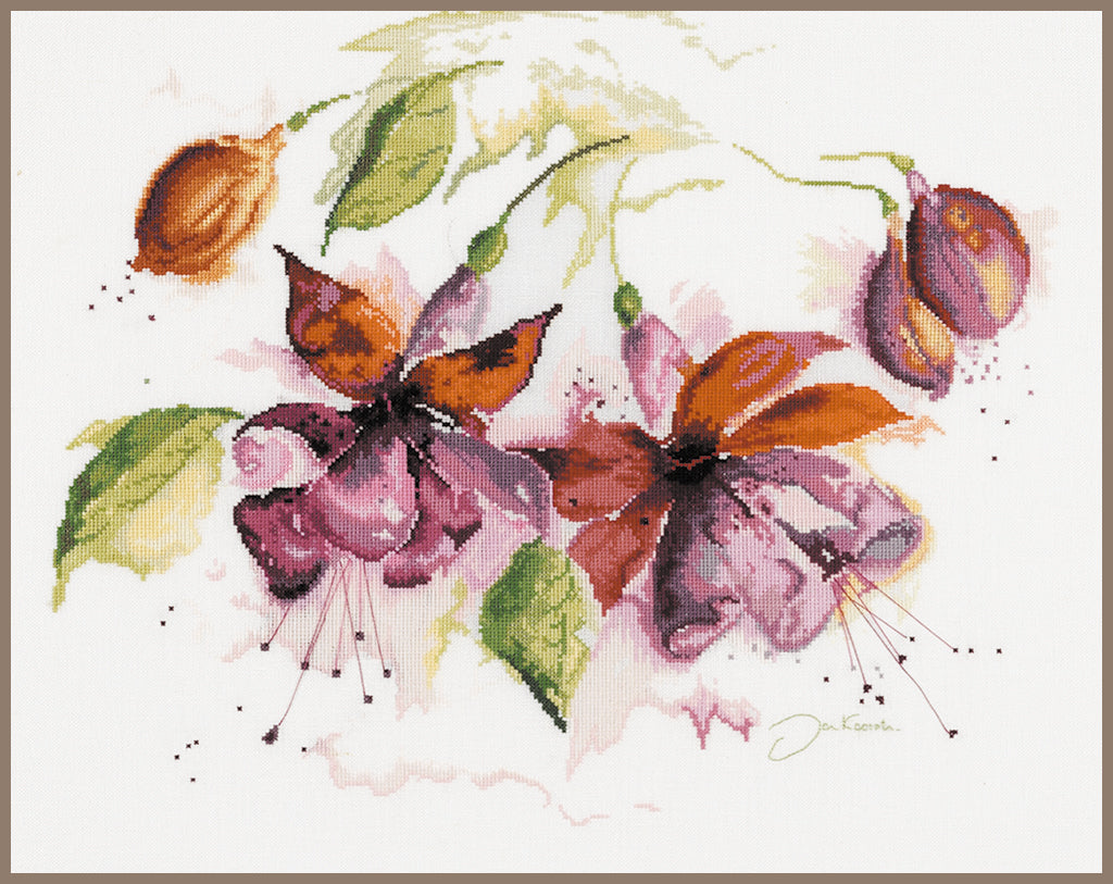 Fuchsia In watercolor - Lanarte - Cross stitch kit PN-0008026