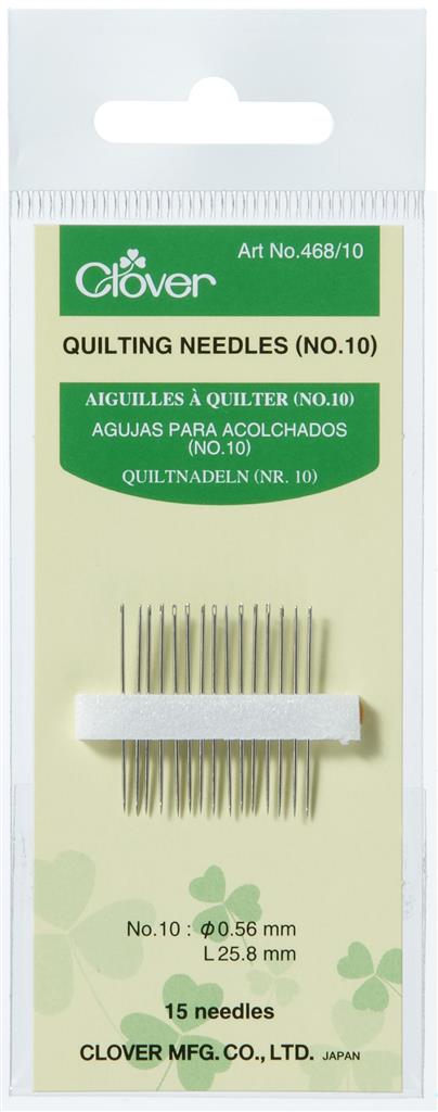 Agujas para acolchados Clover Nº 10 modelo 468/10, paquete de 15 agujas para quilting y costura a mano