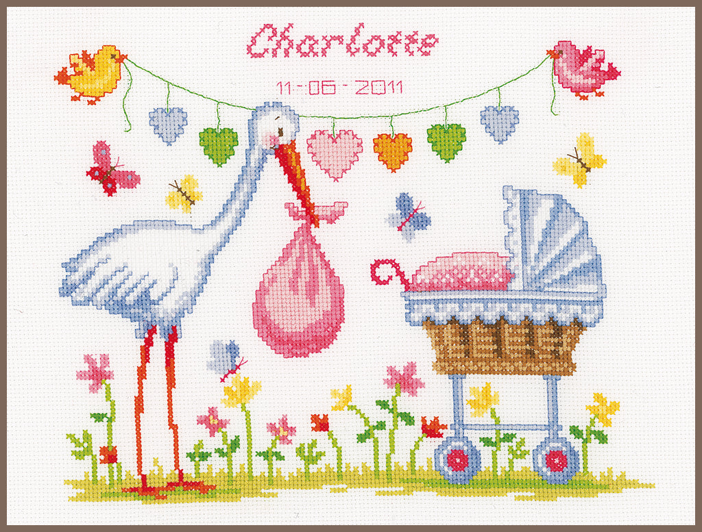 Geburtstag - Storch - Vervaco - Kreuzstich-Set PN-0011902