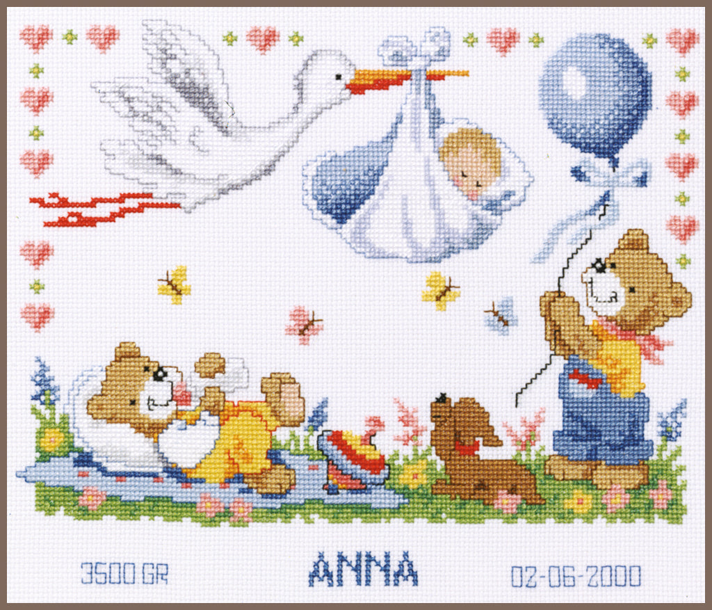 Natalicio - Stork brings baby - Vervaco - Cross stitch kit PN-0011996