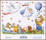 Natalicio - Stork brings baby - Vervaco - Cross stitch kit PN-0011996