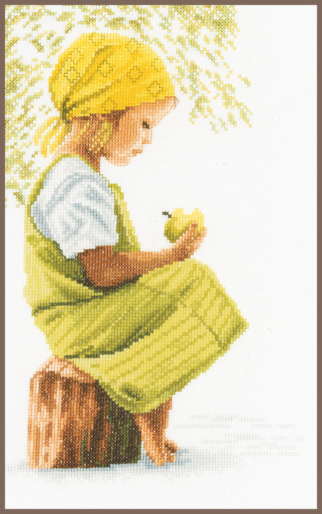 Niña con manzana - Lanarte - Kit de punto de cruz PN-0021200