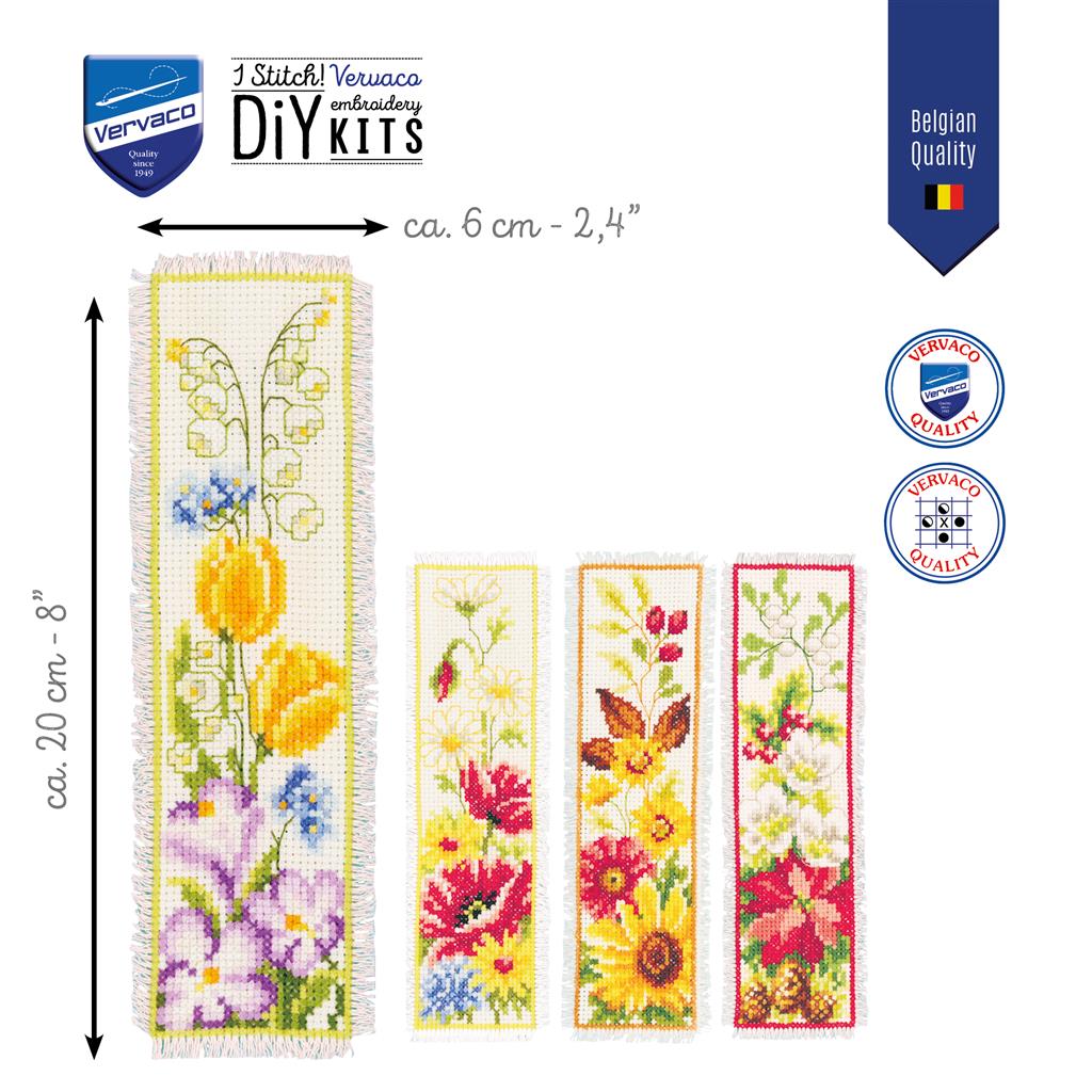 Vervaco "4 Seasons" Cross Stitch Kit: Four Colorful Bookmarks
