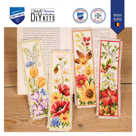 Vervaco "4 Seasons" Cross Stitch Kit: Four Colorful Bookmarks