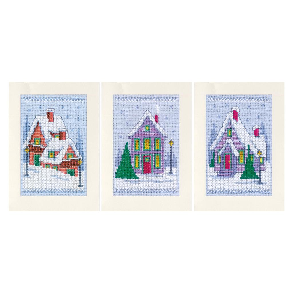 Winter houses set of 3 - Vervaco - Kit de punto de cruz PN-0149548