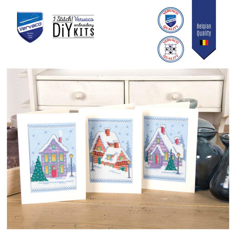 Winter houses set of 3 - Vervaco - Cross stitch kit PN-0149548