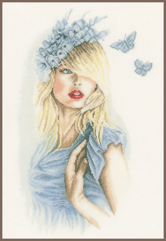 Blaue Schmetterlinge - Lanarte - Kreuzstich-Set PN-0155691