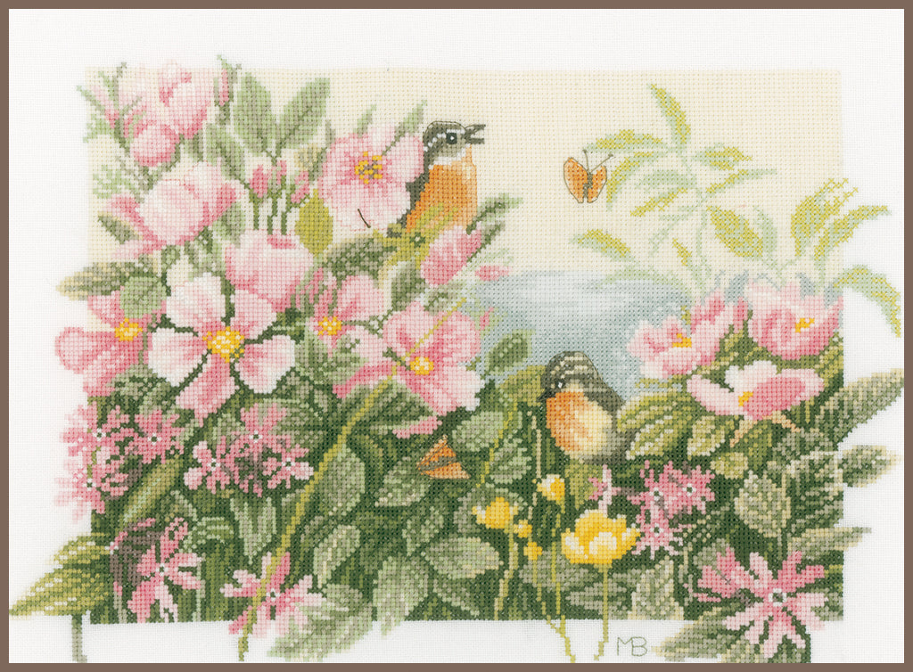 Oiseaux et roses - Lanarte - Kit de point de croix PN-0157494