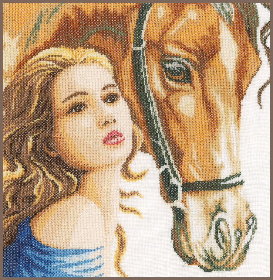 Frau und Pferd - Lanarte - Kreuzstich-Set PN-0158324