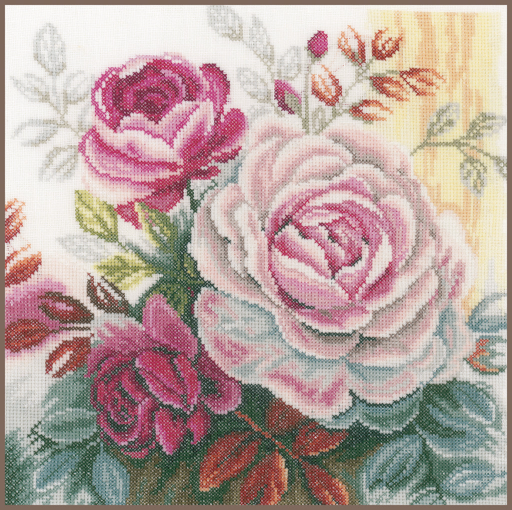 Rose rose - Lanarte - Kit de point de croix PN-0165376